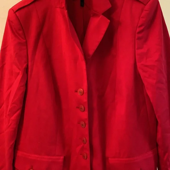 Escada Cotton Stretch Gorgeous Red Logo Button Lined Jacket